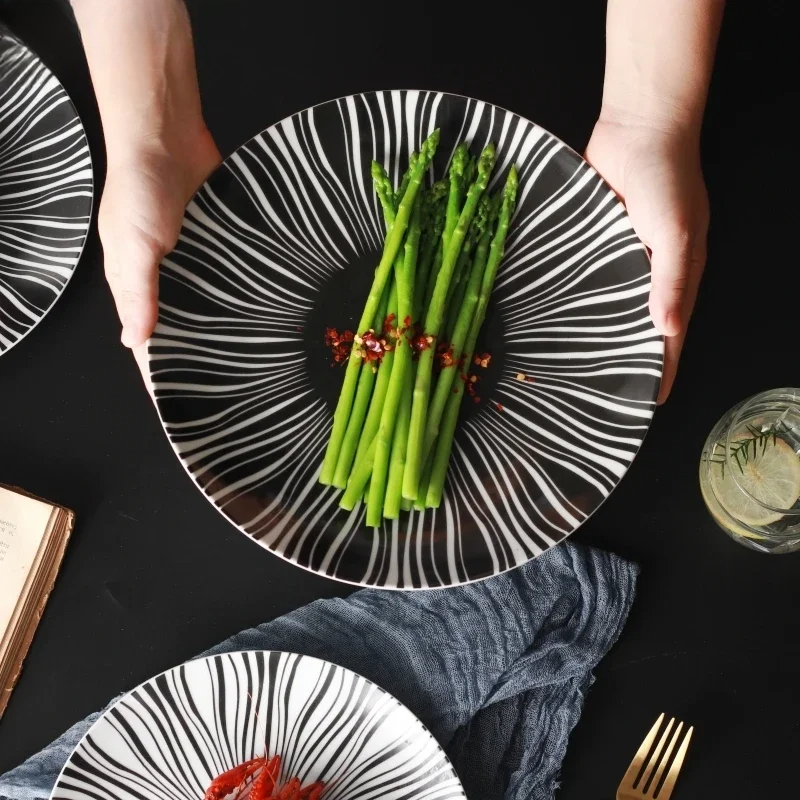Ceramic Black White Stripes Ta - Food Good Snacks review and price